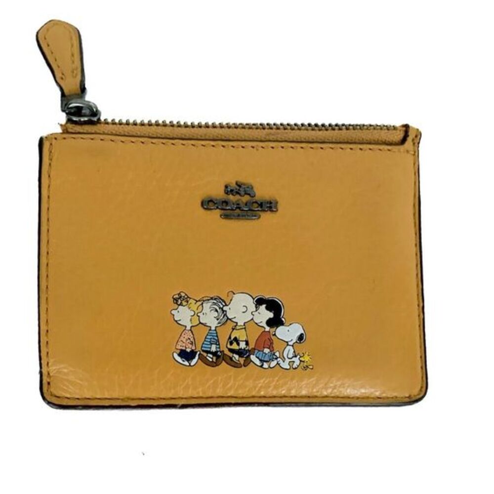 Coach Peanuts Card Case Leather Snoopy Woodstock Wallet limited edition SEE NOTE